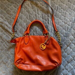 Michael Kors Orange Crossbody Bag with Gold Chain